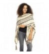 Back From Bali Womens Knit Ruana Blanket Scarf Wrap Shawl Poncho Boho Tribal Print - Cream Taupe - CS182YD4SYL