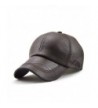 Melii Black Leather Baseball Cap Hat Adjustabel Black - Dark Brown - CG187Q8NE7X