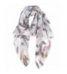 GERINLY Scarf Wrap - Colorful Feathers Print Shawls Womens Soft Scarves - Light Grey - C8185HYSKOI