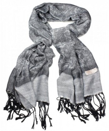 Women's Soft Pashmina and Silk Scarf Shawl Wrap by bogo Brands - Gray Paisley - C812O78EEXO