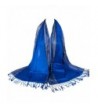 Ladies Women Tassel Spun Gold Tone Pashmina Scarf Shawl Wrap Cotton Scarves - Sapphire - CS12N8RNAIU