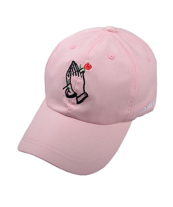 NE Norboe Hand With Rose Flower Emroidered Baseball Cap Adjustable Snapback Plain Hat - Pink - CQ17Y7NOZRK