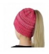 Mimgo Trendy Women Winter Knit Hat Beanie Tail Hat Ponytail Stretch High Bun Knit Hat - Hot Pink - CQ1889GTEG4