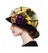 Maitose Women's Scottish Plaid Wool Peaked Cap Beret - Yellow - CN12MCIC9WL