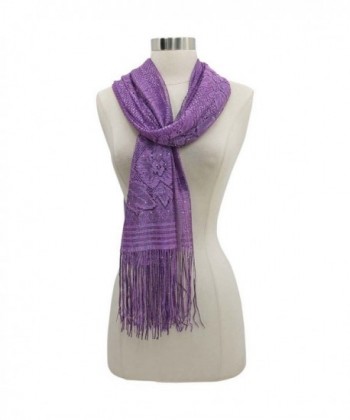 Lavender Floral Metallic Shawl Wrap in Wraps & Pashminas