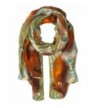 La Fiorentina Women's Abstract Floral Print Scarf with Swirls - Brown Combo - C211RU0UHWB