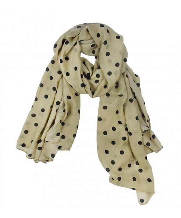 MOKRIL Women's Soft Long Cotton-Silk Chiffon Shawl Wrap in Elegant Colors - Beige-polka-dot - CX11TQGGRTT