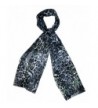 Leopard Print Designer Fashion Scarves 60-Inch x 13-Inch - Silver Black - CT11W7P81EF