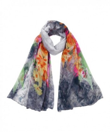 Elegant Painted Flower Floral Print Scarf Wrap - Different Colors - Grey - CM12EV655SH