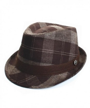 City Hunter Pamoa Pmt420 Flannel Checker Trilby Fedora - Brown - C1119Z38KST