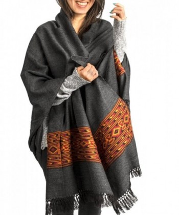 Kullu Handloom Wool Shawl Large Wrap Scarf Throw Woolen Blanket Grey Handmade - CZ12IWHMFDT