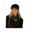 Ladies 2pc Winter Woven Knit Cadet GI Hat Loop Infinity Scarf Matching Set - Black - C711P3EUR0N