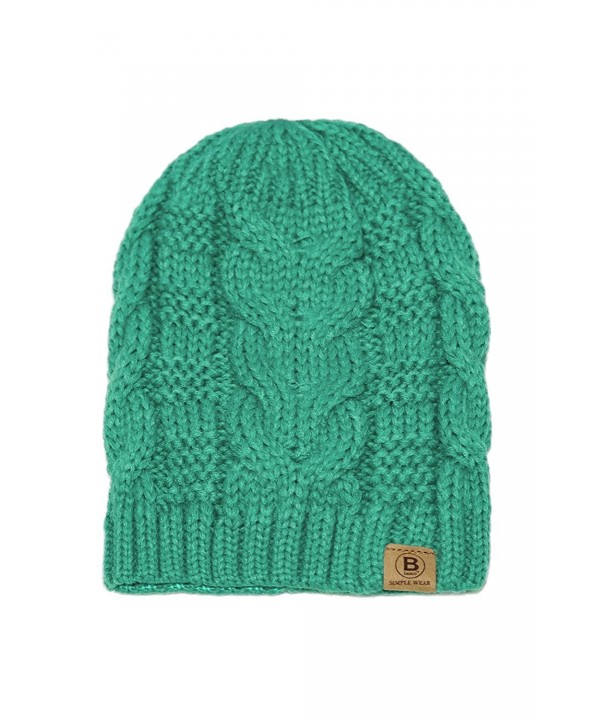 BASICO Unisex Warm Chunky Soft Stretch Cable Knit Beanie Cap Hat - 102 Bean Green - C91889Z7CXO