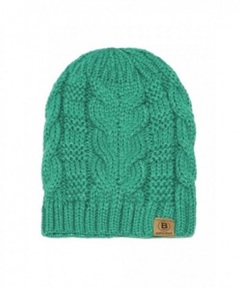 BASICO Unisex Warm Chunky Soft Stretch Cable Knit Beanie Cap Hat - 102 Bean Green - C91889Z7CXO