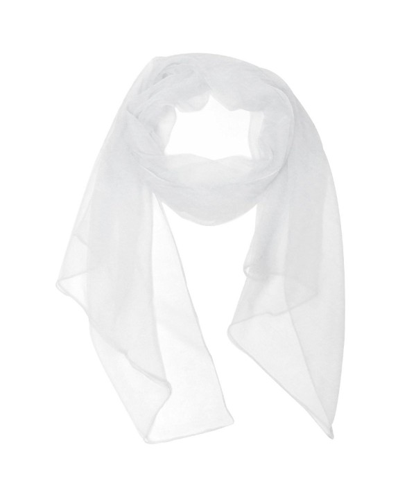 Wrapables Solid Color 100% Silk Long Scarf- White - CX11JSQUTVT