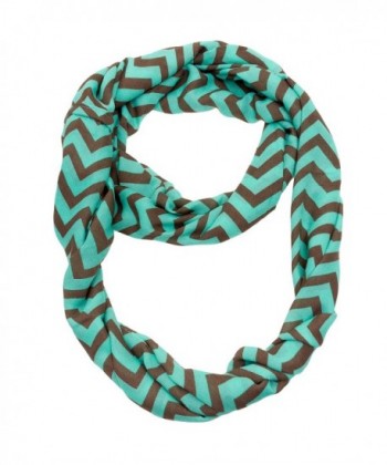 Silverhooks Womens Soft Infinity Loop Sheer Chevron Scarf - Thin Pattern - Turquoise/Brown - CQ186KATK7Y