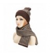 ZLYC Womens Teens Winter Warm Pompom Beanie Hat Skull Cap and Scarf Set - Brown - C912MNQV9Y1