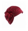 Binmer(TM)Women's Elegant Flower Indian Stretch Turban Hat Chemo Cancer Cap Sleep Cap - Wine Red - CW183GC75RK