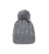 WITHMOONS Knitted Twisted Cable Bobble Pom Beanie Hat Slouchy AC5474 - Grey - CF12N7XOHTW