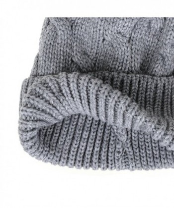 WITHMOONS Knitted Twisted Bobble Slouchy in Women's Skullies & Beanies