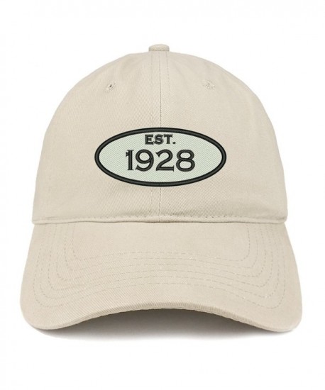 Trendy Apparel Shop Established 1928 Embroidered 90th Birthday Gift Soft Crown Cotton Cap - Stone - CO12O0TXYEW