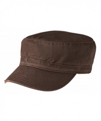 Joe's USA Military Style Distressed Washed Cotton Cadet Army Caps - Chocolate Brown - CY11Z33CG0D