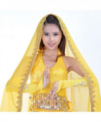 AvaCostume Chiffon Shawl Headscarf yellow in Wraps & Pashminas