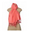 Elegant Pashmina Silk Blend Soft Wrap Scarf Shawl for Women - 30+ Solid Colors - Coral - CK12DJX9SKT