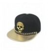 So'each Punk Skull Chain Leopard Print Flatbill Visor Snapback Cap Baseball Hat - Gold - CZ12EKDFEUZ