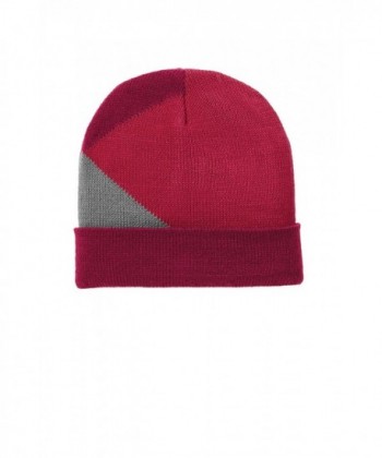 Sportoli Men Women Adult Acrylic Watch Colorblock Winter Sports Beanie Hat Cap - Berry/Fuchsia/Silver - C712N5Q35DH