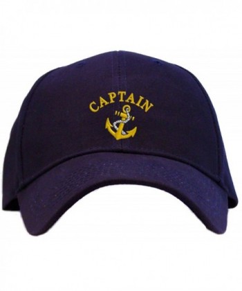 Captain with Ships Anchor Embroidered Baseball Cap - Navy - CT11DU2GH1X