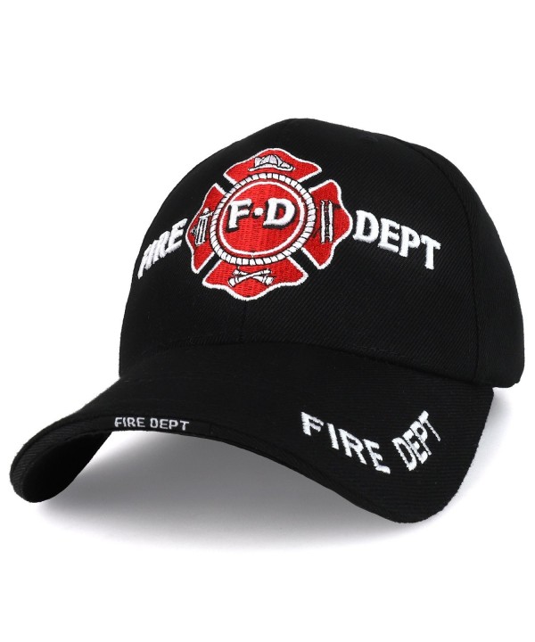 Trendy Apparel Shop Fire Department Solid Color 3D Embroidered Firefighter Baseball Cap - Black - CH17Z4LEA3M