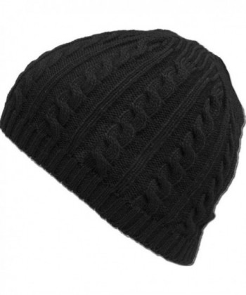 DDLBiz Fashion Unisex Cable Knit Winter Warm Crochet Hat Braided Baggy Beanies Cap - Black - CP12N8RQLQJ