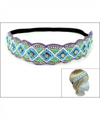 Rosemarie Collections Women's Rhinestone and Beaded Stretch Fashion Headband - Blue and Purple - CH184IEC6SH
