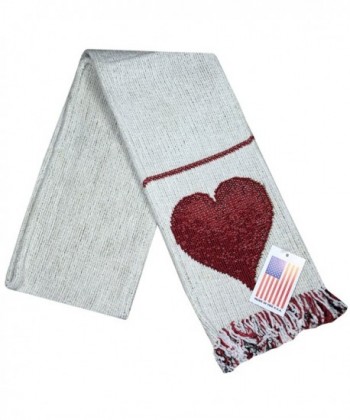 Manual Unisex Chenille Love Heart White Rib Knit Fringed Scarf ASFLOV 5.5x60" - CI126EGTON9