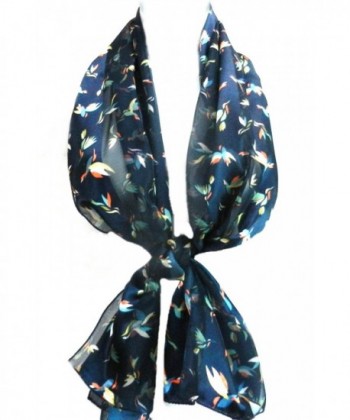 Imagine If... Silk Feel Women Scarf - Hummingbird Scarves - Navy - CN12DJNOR7N