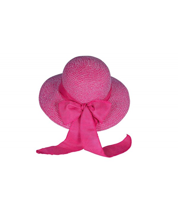 MATCH MUCH Bowler Hat Straw Hat Round Top Hat For Summer - Pink Floppy Brim - CW12IQTGIN1