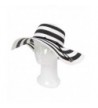 Women's Elegant Floppy Wide Brim Striped Straw Beach Sun Hat - Diff Colors - Black & White - C011WSLN521