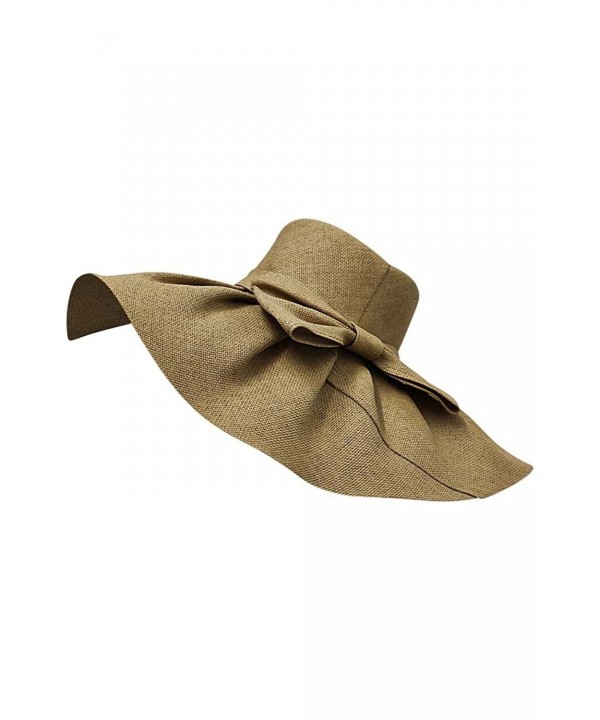 Luxury Divas Elegant Toyo Wide Brim Floppy Hat - Natural - CC12CM4HWFT