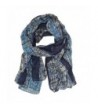 Bucasi Modern Print Black and Blue Scarf in Wavy Grid - Black Blue and White - C711ZQSKOYZ