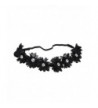 Lux Accessories Coachella Fabric Flower Rhinestone Stretch Headband Chiffon Floral Head Band - Black - CP11N0PJZTB