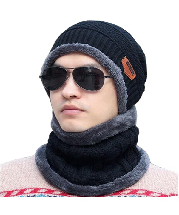 Beanie Winter Hat-BAISTEK Scarf Knit Hat Set Winter Warm Snow Ski Skull for Man-Women - Black - CE187EAXSHA