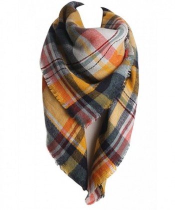 VamJump Women Brand New Winter Plaid Tartan Blanket Pashmina Scarf Wrap Shawl - Yellow - C2126S2O0BF