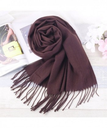 Soft Lightweight Long Pashmina Elegant Winter Tassels Wrap Scarf- Solid ...