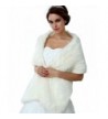 NYARER Women's Faux Fur Wrap Cape Stole Shawl Bolero Jacket Coat Shrug For Wedding Dress Winter 17005 - White - C9125K2EIDT