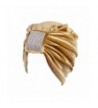 Qingfan Women Soft Warm Velvet Cancer Chemo Hat Beanie Turban Headband Wrap Cap - Gold - C4187CQ8IMH