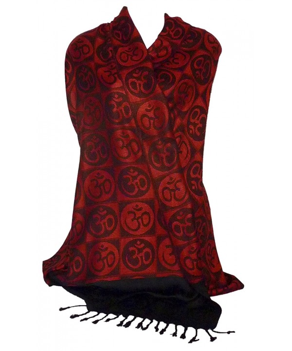 Om Symbol Circles Prayer Meditation Yoga Shawl Wrap - Red - CW11E4WVYF7