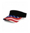 USA Flag Printed Bill Brushed Cotton Twill Sun Visor - Black - CB182GSYKEX