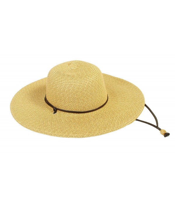 Toppers Womens Hat Wide Brim Sun Protective Straw Sun Hat w/Lanyard - Natural-brown - CP189ZS2LDZ