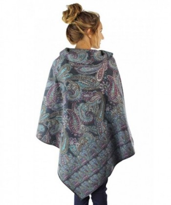 Colorful Paisley Pattern Turtleneck Poncho in Wraps & Pashminas